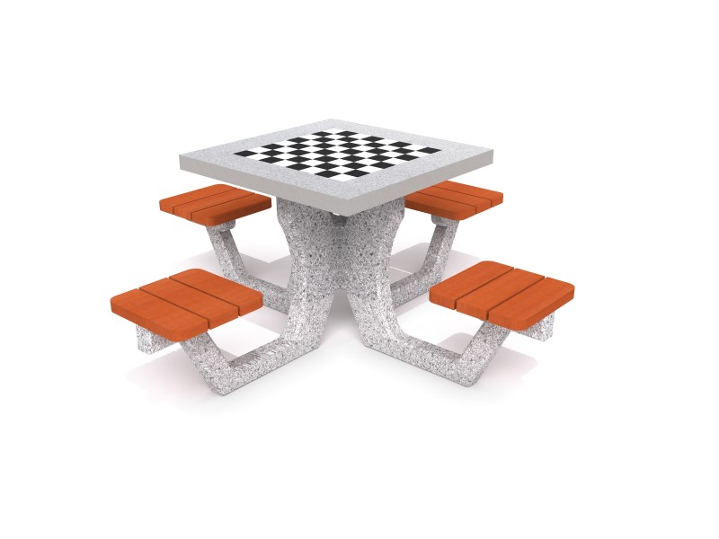 Concrete table for chess - checkers 01 Inter-Play Spielplatzgeraete